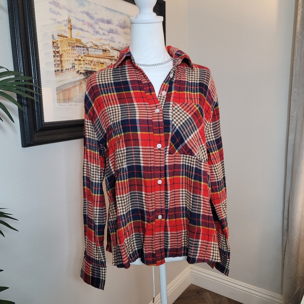 Aerie Flannel Buttondown Lounge Shirt